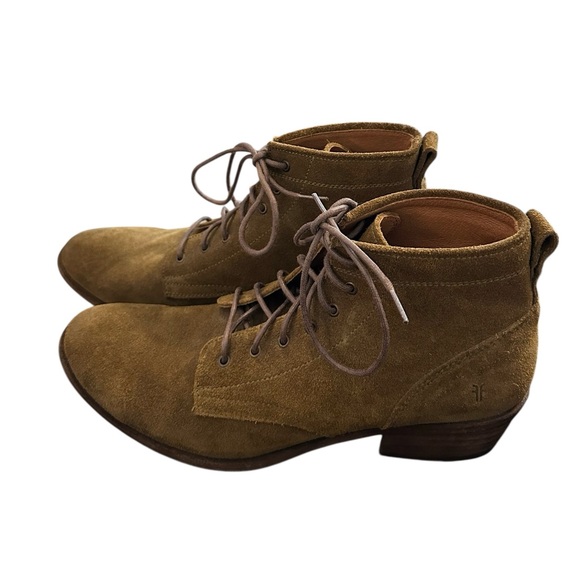 Frye Women's Short Brown Lace Up Suede Boots 9 1/2 B - Picture 1 of 11